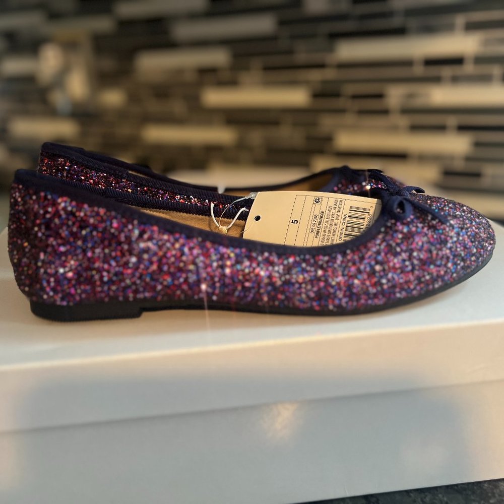 Cat & Jack KIDS PURPLE GLITTERY/ SPARKLE FLATS - NWT  | Color: Purple | Size: 5